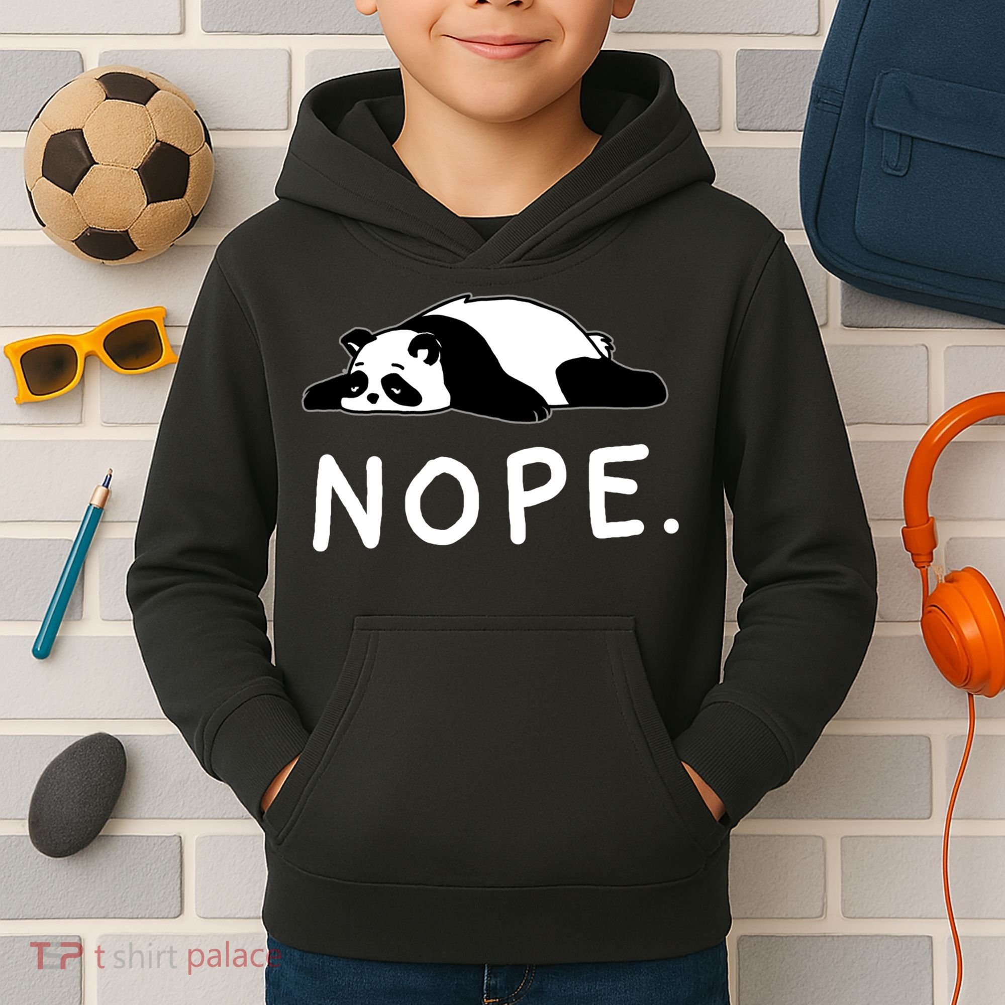 Nope Panda Not Today Funny Lazy Panda Kids Hoodie