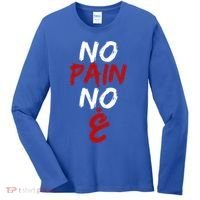 No Pain No Gain Funny Arabic Motivational Gym Cool Gift Women's Long Sleeve Shirt thumb 0