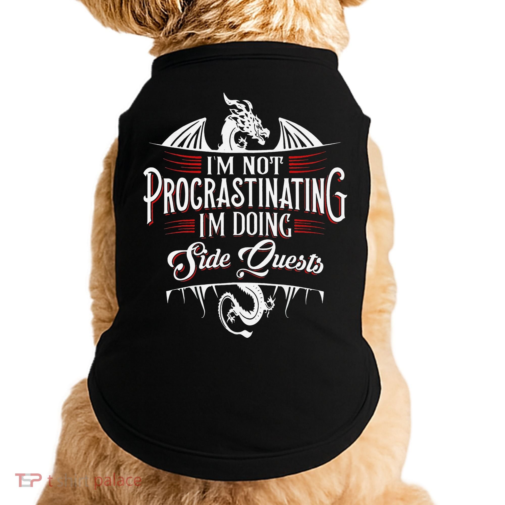 Not Procrastinating Side Quests Funny RPG Gamer Dragons  Doggie Tank