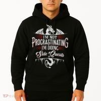 Not Procrastinating Side Quests Funny RPG Gamer Dragons  Hoodie thumb 2