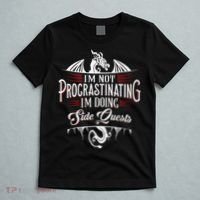 Not Procrastinating Side Quests Funny RPG Gamer Dragons  T-Shirt thumb 5