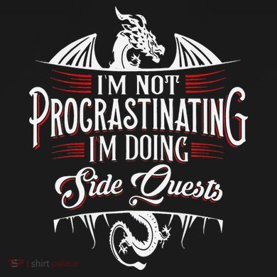 Not Procrastinating Side Quests Funny RPG Gamer Dragons  V-Neck T-Shirt