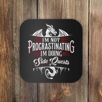 Not Procrastinating Side Quests Funny RPG Gamer Dragons  Coaster thumb 0