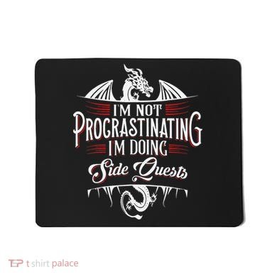 Not Procrastinating Side Quests Funny RPG Gamer Dragons  Mousepad
