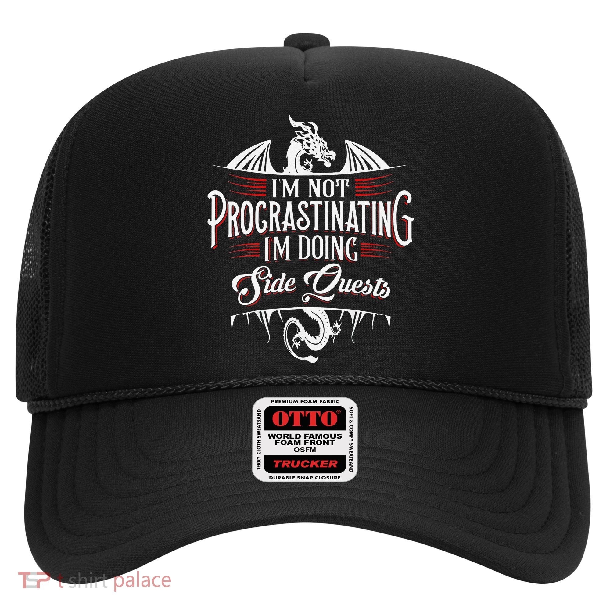 Not Procrastinating Side Quests Funny RPG Gamer Dragons  Hat