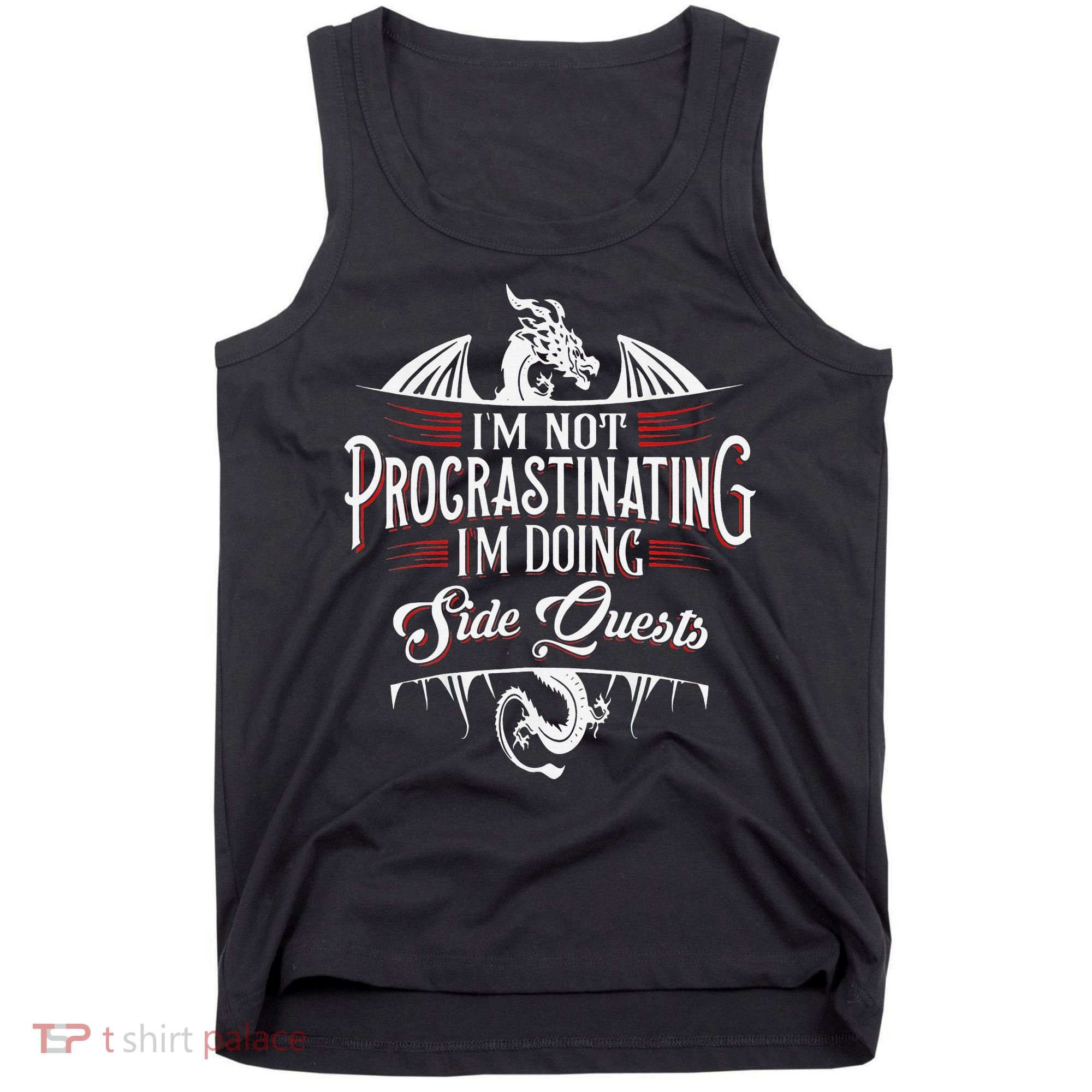 Not Procrastinating Side Quests Funny RPG Gamer Dragons  Tank Top