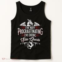 Not Procrastinating Side Quests Funny RPG Gamer Dragons  Tank Top thumb 2