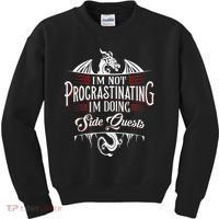 Not Procrastinating Side Quests Funny RPG Gamer Dragons  Kids Sweatshirt thumb 0