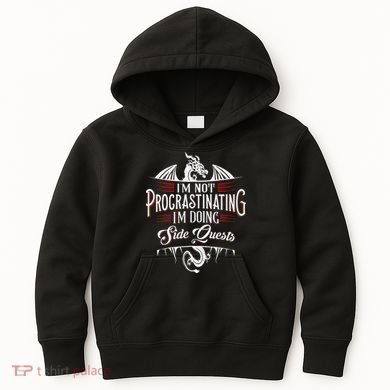 Not Procrastinating Side Quests Funny RPG Gamer Dragons  Kids Hoodie