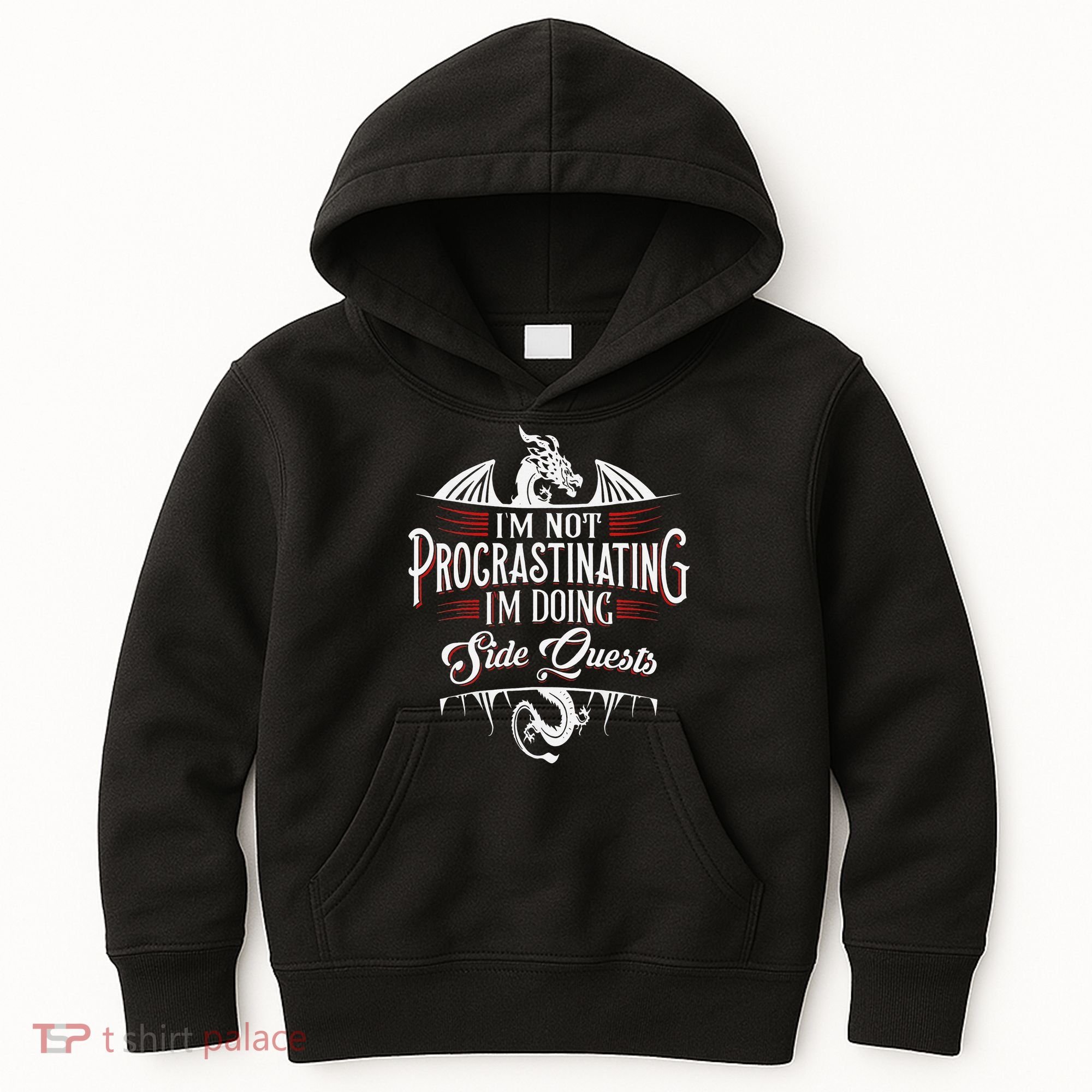 Not Procrastinating Side Quests Funny RPG Gamer Dragons  Kids Hoodie