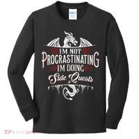 Not Procrastinating Side Quests Funny RPG Gamer Dragons  Kids Long Sleeve Shirt thumb 0