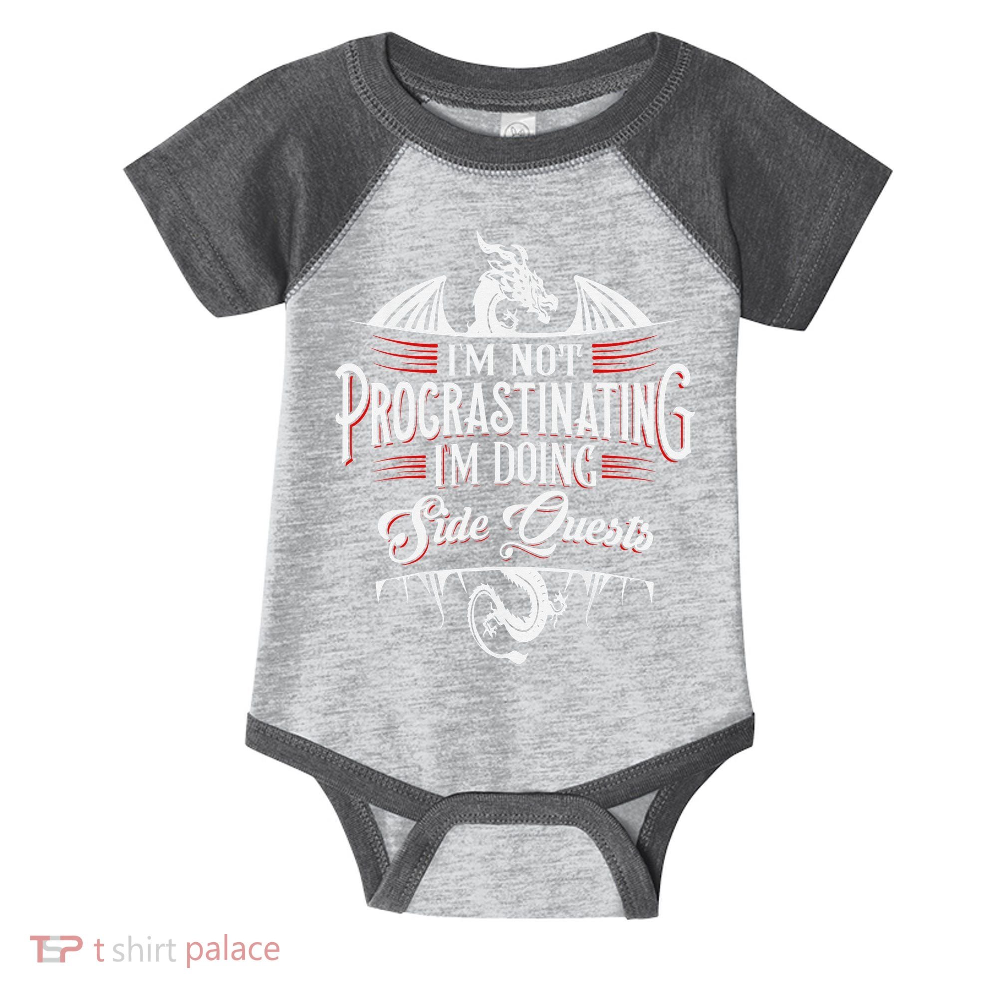 Not Procrastinating Side Quests Funny RPG Gamer Dragons  Infant Baby Jersey Bodysuit