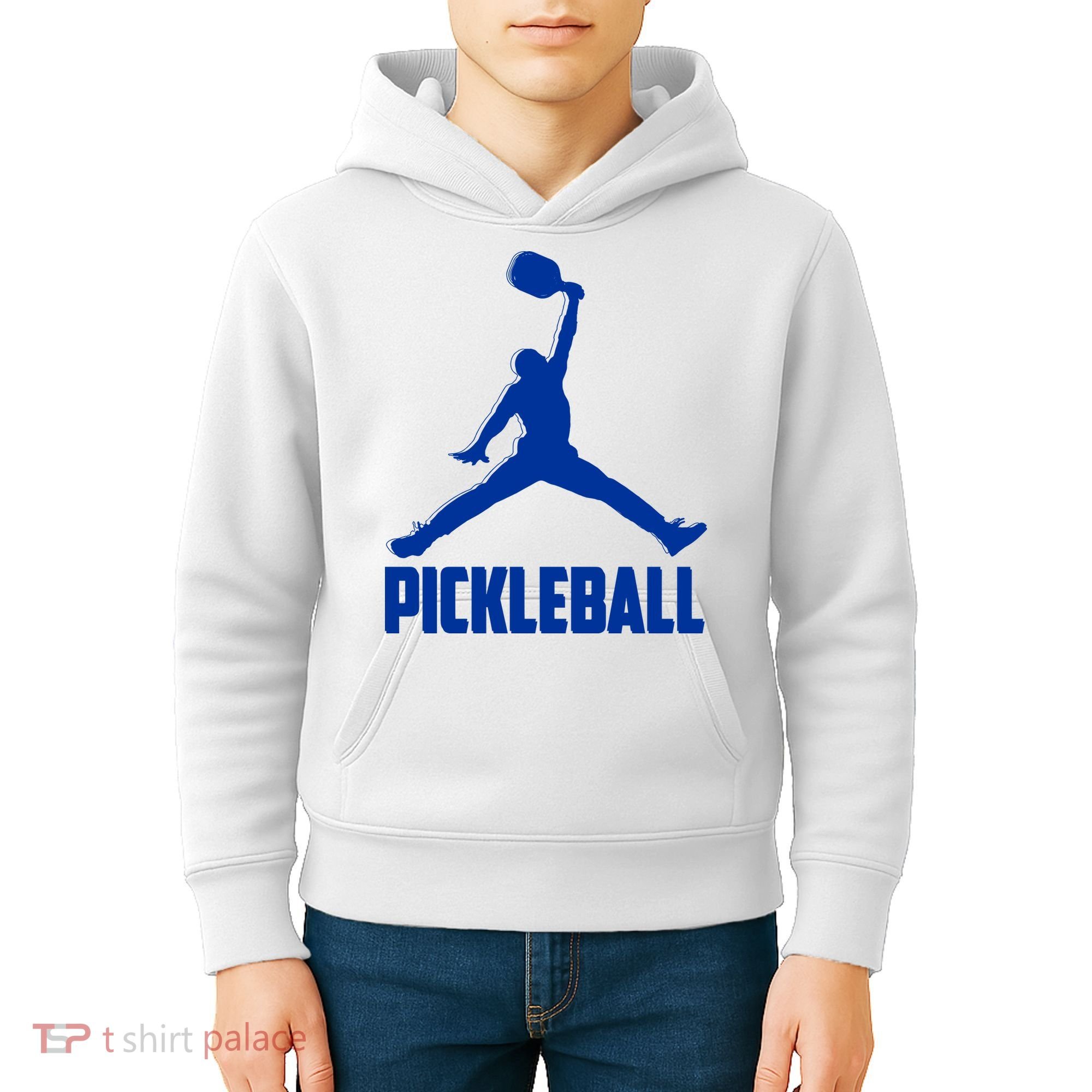 NavyBlue Pickleball Sports Logo Kids Hoodie