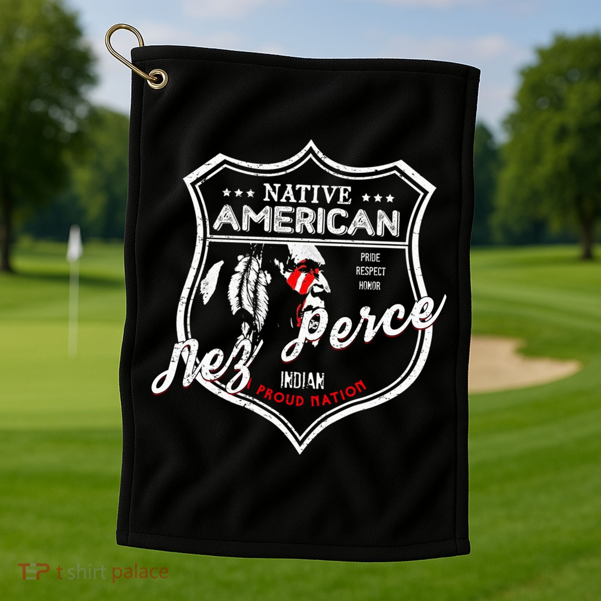 Nez Perce Tribe Native American Indian Strong Pride Badge Cool Gift Golf Towel