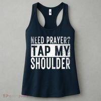 Need Prayer Tap My Shoulder Front Spiritual Church Cristian Women's Tank Top thumb 3