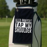 Need Prayer Tap My Shoulder Front Spiritual Church Cristian Golf Towel thumb 2