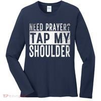 Need Prayer Tap My Shoulder Front Spiritual Church Cristian Women's Long Sleeve Shirt thumb 0