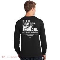 Need Prayer Tap My Shoulder Matthew 18:20 Long Sleeve Shirt thumb 1