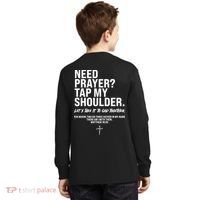 Need Prayer Tap My Shoulder Matthew 18:20 Kids Long Sleeve Shirt thumb 1