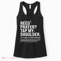 Need Prayer Tap My Shoulder Matthew 18:20 Front And Back Women's Tank Top thumb 0