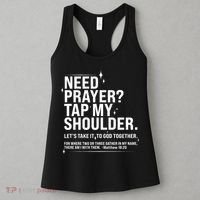 Need Prayer Tap My Shoulder Matthew 18:20 Front And Back Women's Tank Top thumb 3