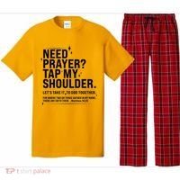 Need Prayer Tap My Shoulder Matthew 18:20 Front And Back Pajama Set thumb 0