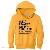 Need Prayer Tap My Shoulder Matthew 18:20 Front And Back Kids Hoodie thumb 0