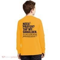 Need Prayer Tap My Shoulder Matthew 18:20 Front And Back Kids Long Sleeve Shirt thumb 1