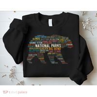 National Parks Usa List Word Cloud Bear Camping & Hiking Sweatshirt thumb 2