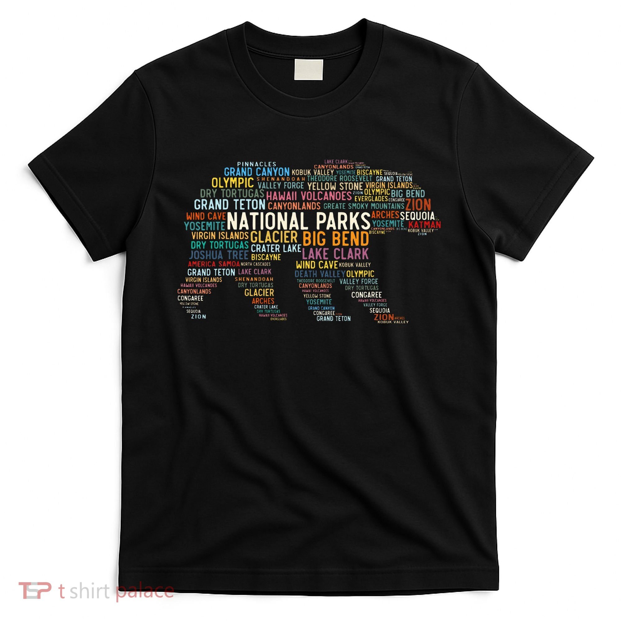 National Parks Usa List Word Cloud Bear Camping & Hiking T-Shirt
