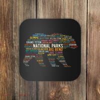 National Parks Usa List Word Cloud Bear Camping & Hiking Coaster thumb 0