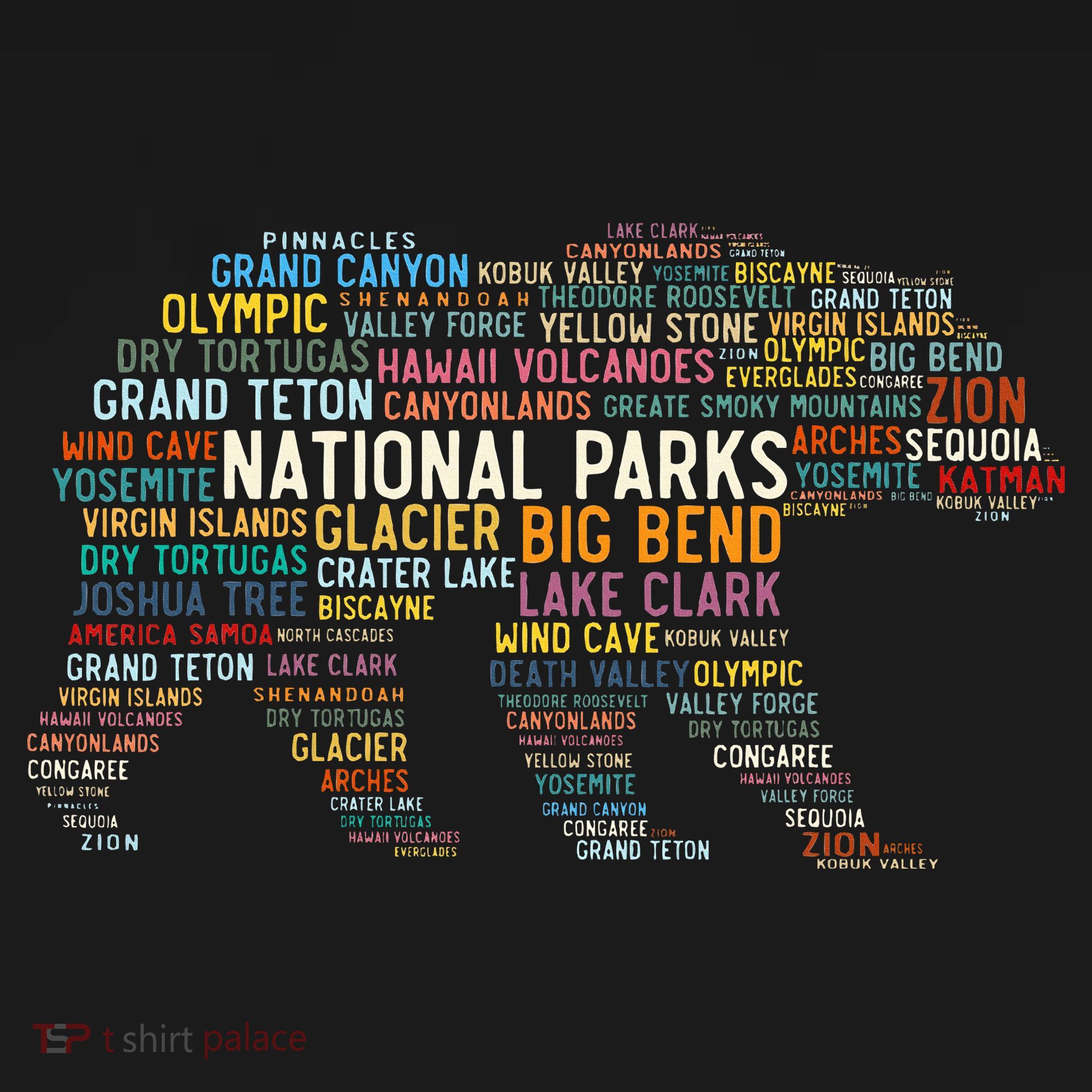 National Parks Usa List Word Cloud Bear Camping & Hiking Women's Hoodie