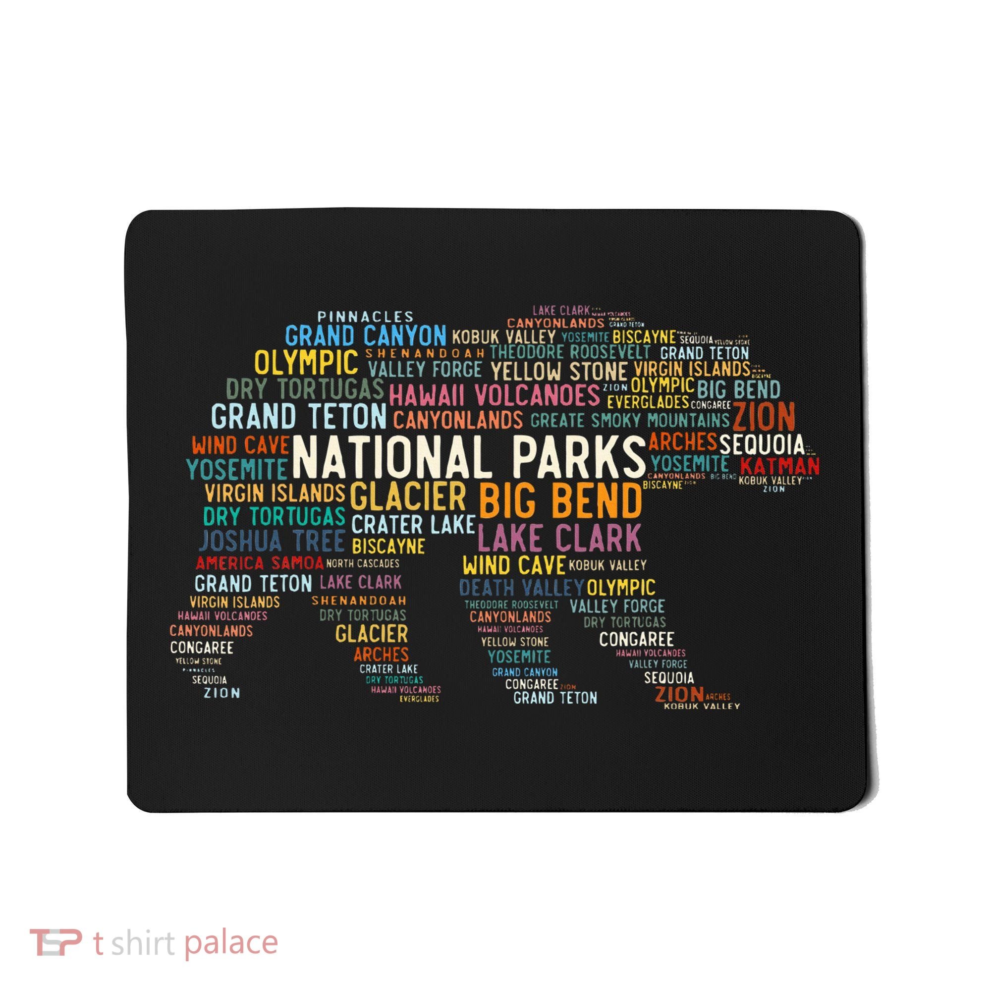 National Parks Usa List Word Cloud Bear Camping & Hiking Mousepad
