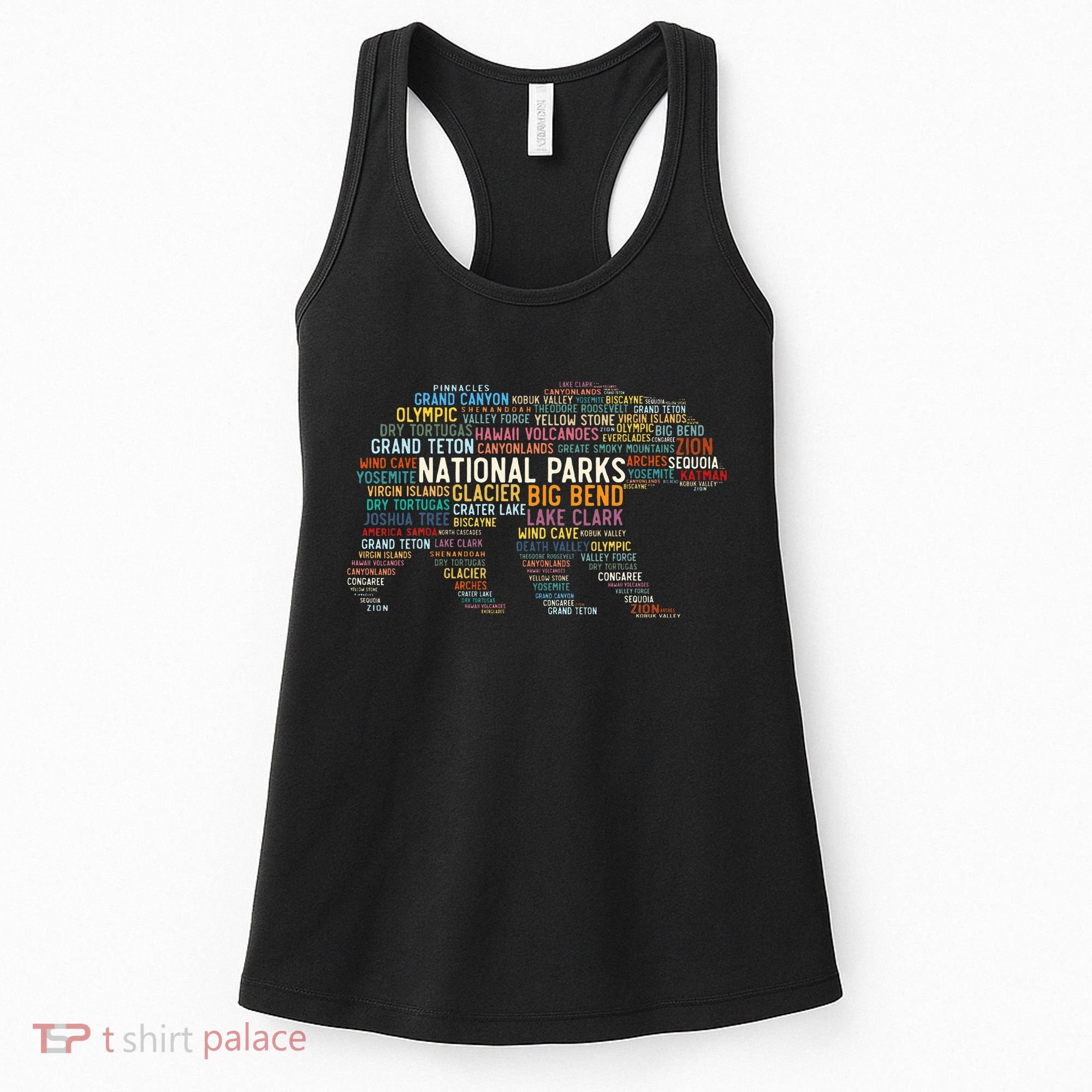 National Parks Usa List Word Cloud Bear Camping & Hiking Women's Tank Top