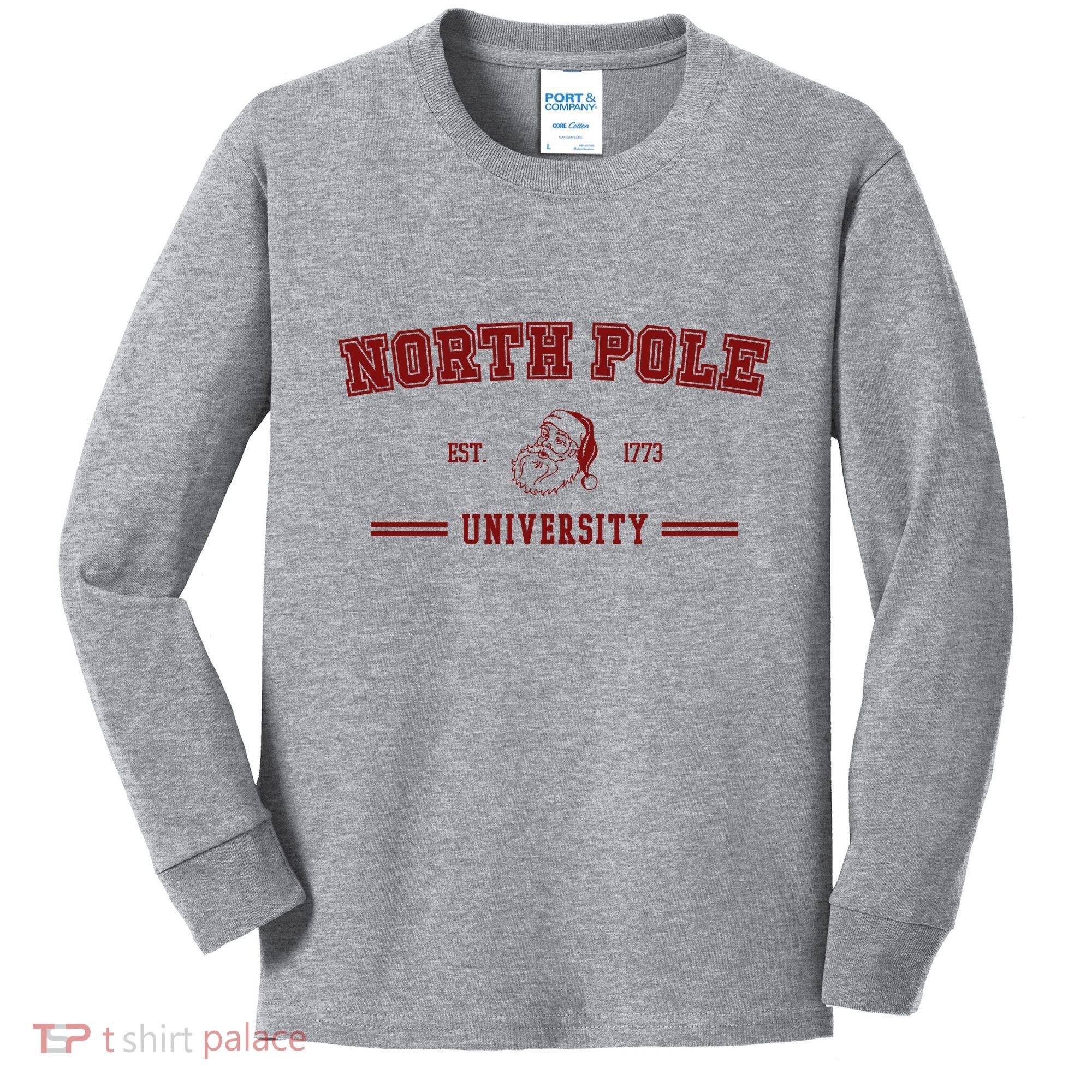 North Pole University Est 1773 Christmas Kids Long Sleeve Shirt