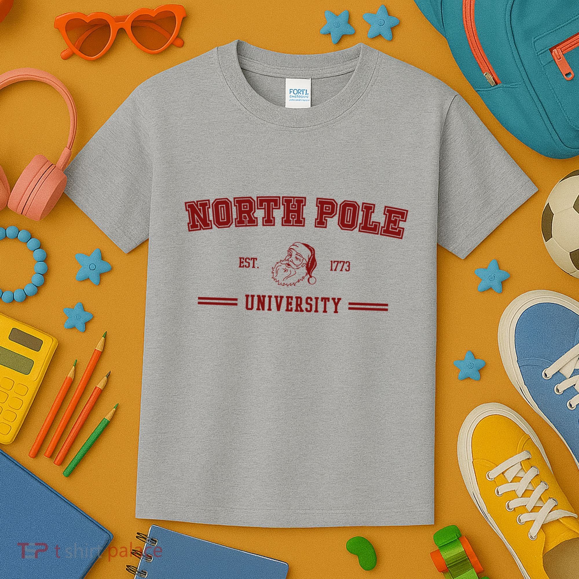 North Pole University Est 1773 Christmas Kids T-Shirt
