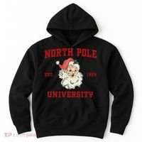 North Pole University Santa Claus Christmas College Funny Hoodie thumb 0
