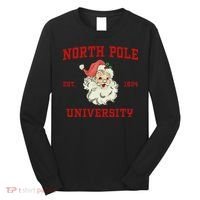 North Pole University Santa Claus Christmas College Funny Long Sleeve Shirt thumb 0