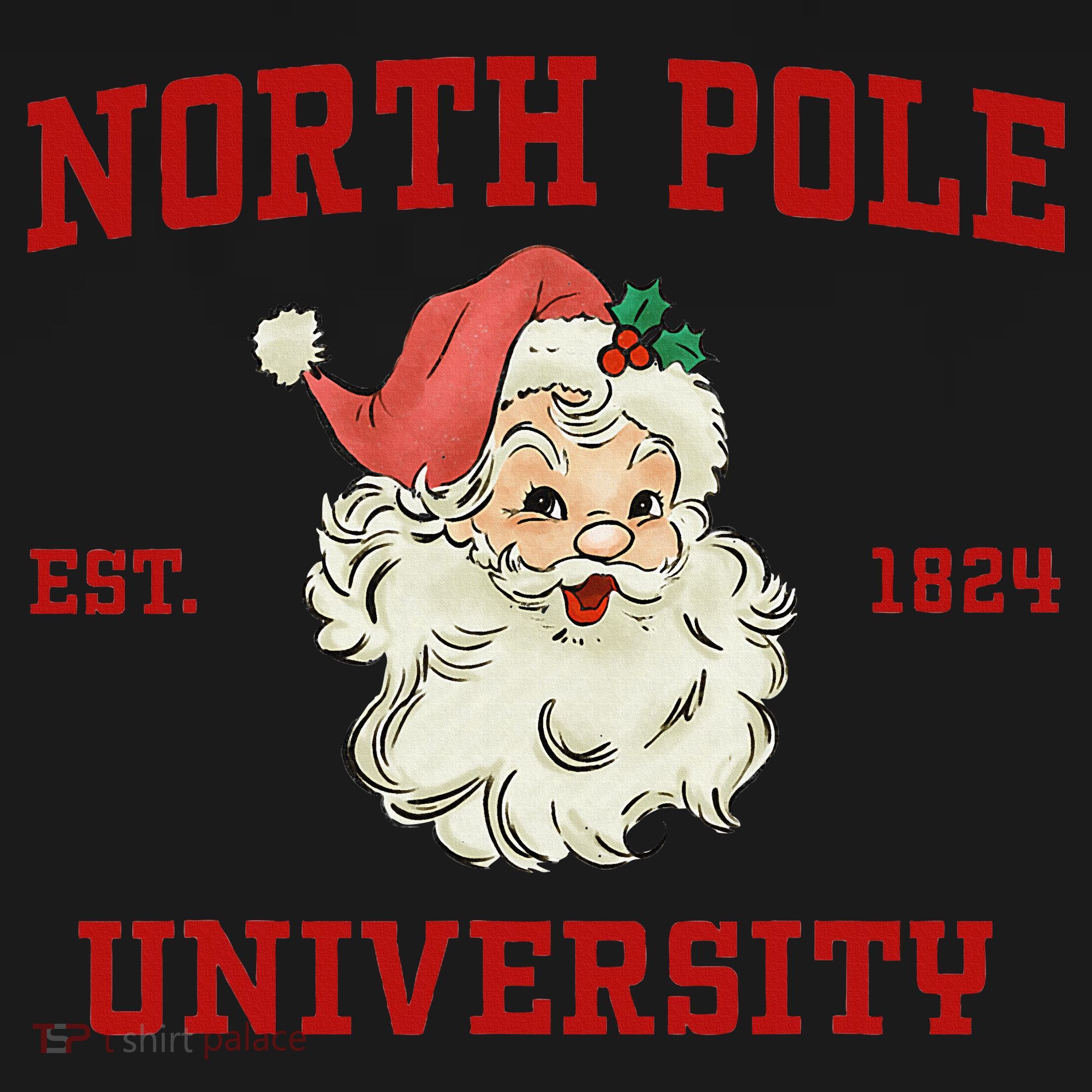 North Pole University Santa Claus Christmas College Funny Long Sleeve Shirt