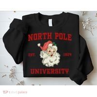 North Pole University Santa Claus Christmas College Funny Sweatshirt thumb 2