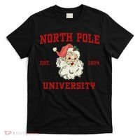 North Pole University Santa Claus Christmas College Funny T-Shirt thumb 0