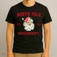 North Pole University Santa Claus Christmas College Funny T-Shirt thumb 3
