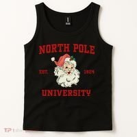 North Pole University Santa Claus Christmas College Funny Tank Top thumb 2