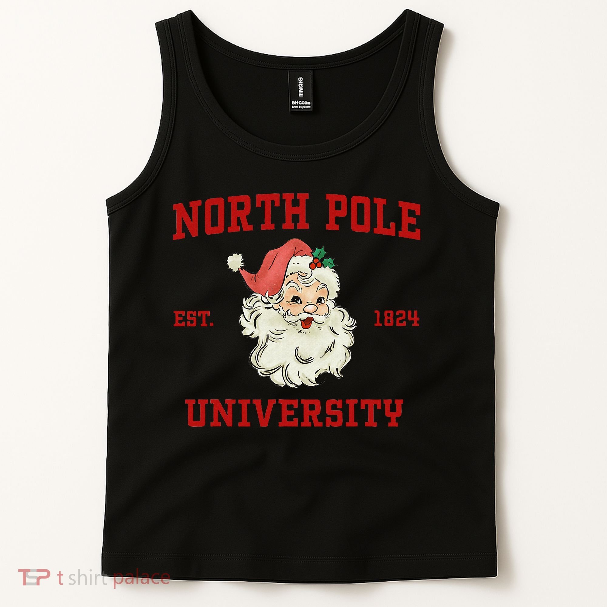 North Pole University Santa Claus Christmas College Funny Tank Top