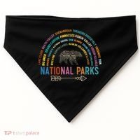 National Parks USA List Word Cloud Bear Camping USA-Made Doggie Bandana thumb 0