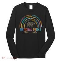 National Parks USA List Word Cloud Bear Camping Long Sleeve Shirt thumb 0