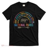 National Parks USA List Word Cloud Bear Camping T-Shirt thumb 0