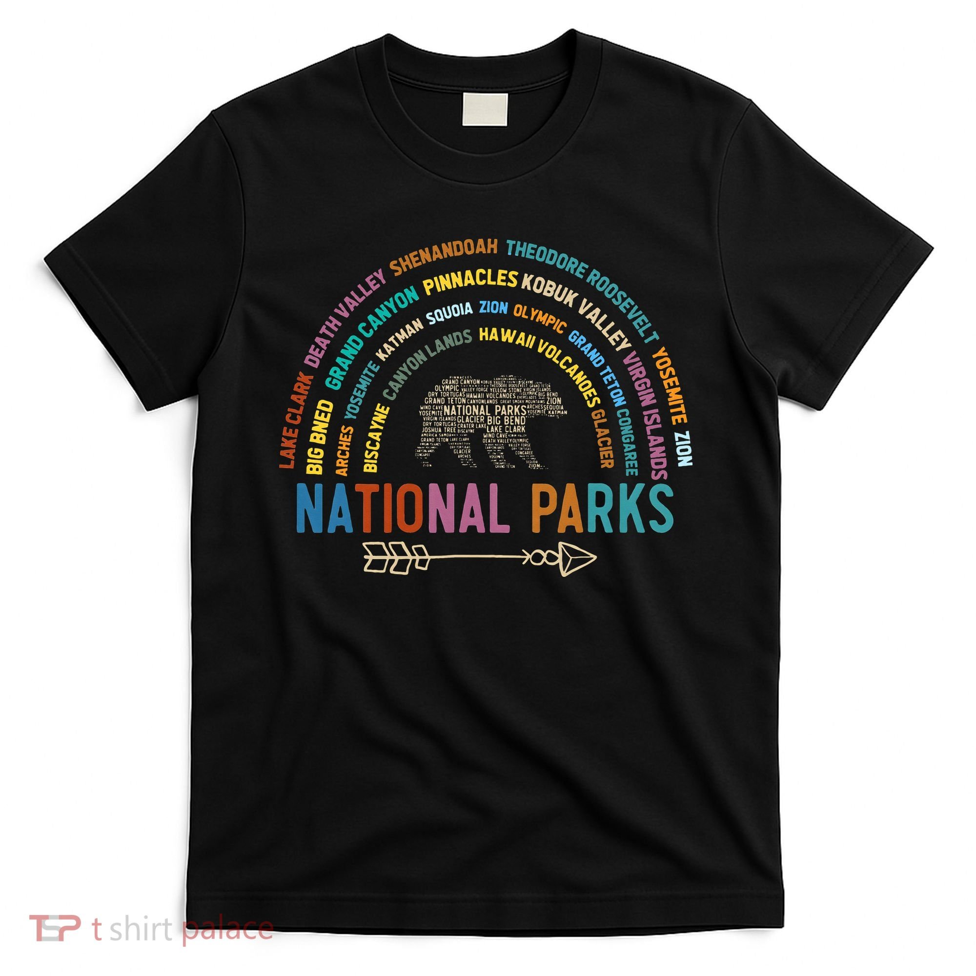 National Parks USA List Word Cloud Bear Camping T-Shirt