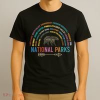 National Parks USA List Word Cloud Bear Camping T-Shirt thumb 3