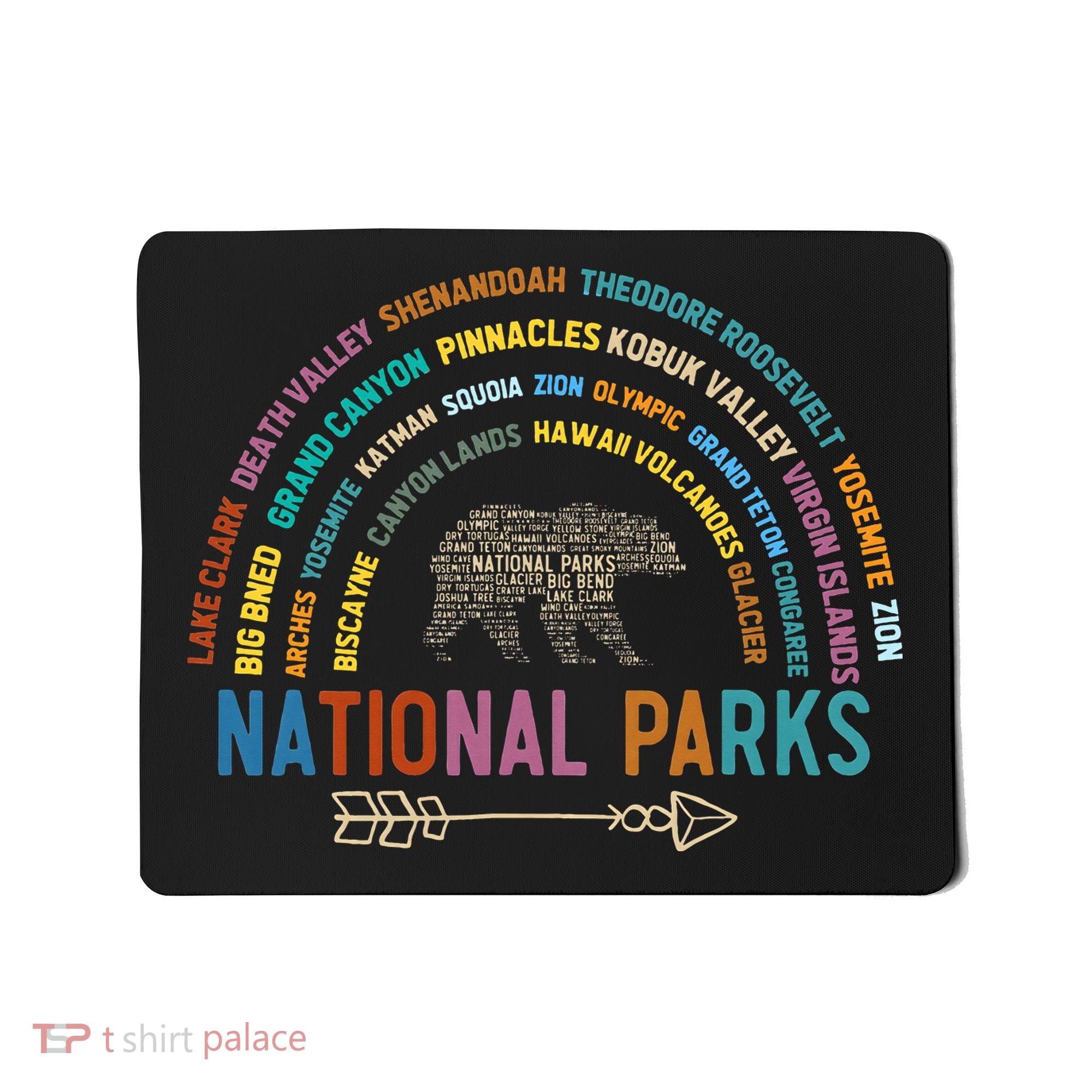 National Parks USA List Word Cloud Bear Camping Mousepad